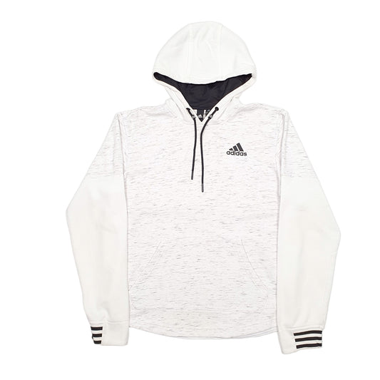 Mens White Adidas Hoodie Jumper