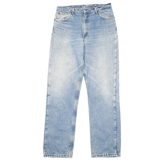 Mens Blue Carhartt Cotton Lined Made In U.S.A B21 JeansW36 L36