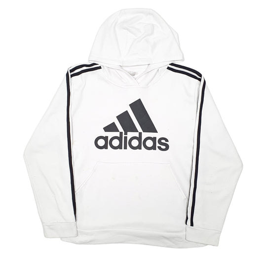 Womens White Adidas Hoodie Jumper