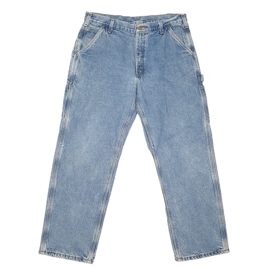 Mens Blue Carhartt Carpenter Dungaree Fit Cotton Lined B236 JeansW36 L30