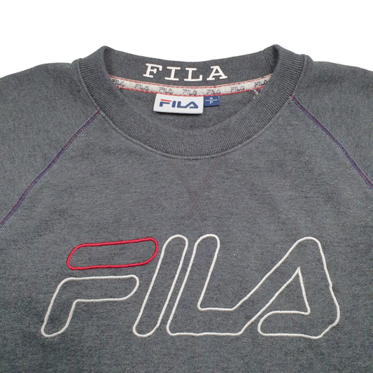 Mens Grey Fila Spellout Crewneck Jumper
