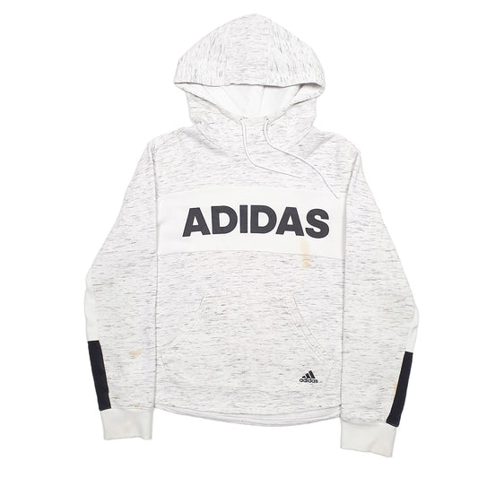 Mens White Adidas Spellout Hoodie Jumper