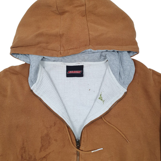 Mens Brown Dickies Workwear Full Zip Jumper