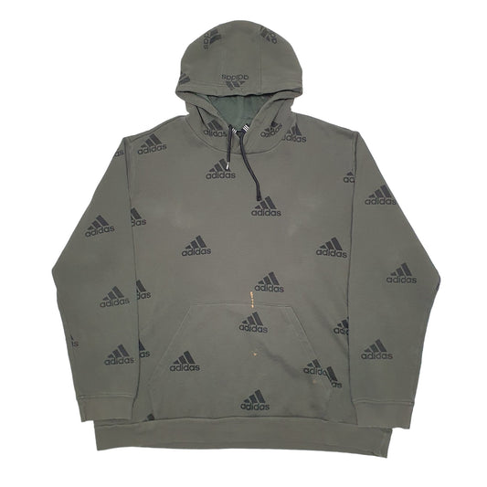 Mens Khaki Adidas Spellout Hoodie Jumper