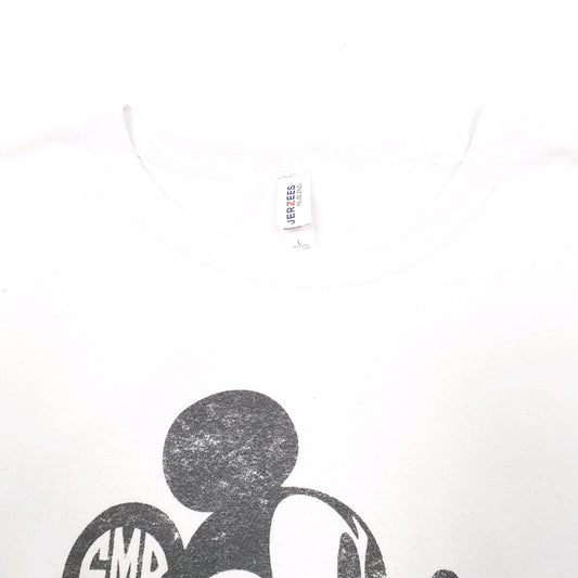 Mens White Jerzees Mickey Mouse Crewneck Jumper