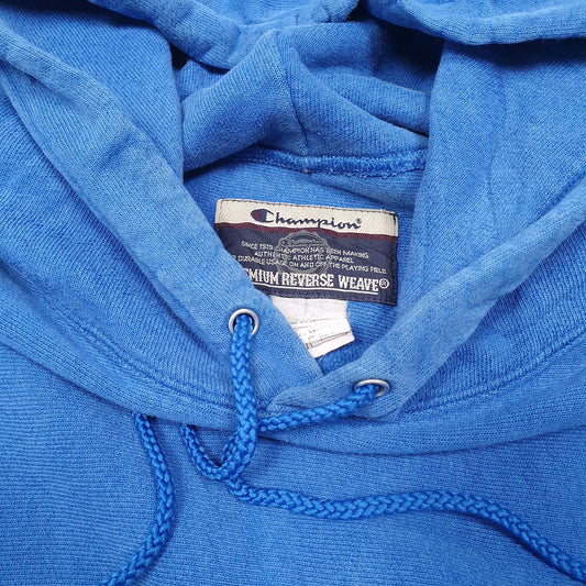 Mens Blue Champion Reverse Weave Y2K Hoodie Jumper