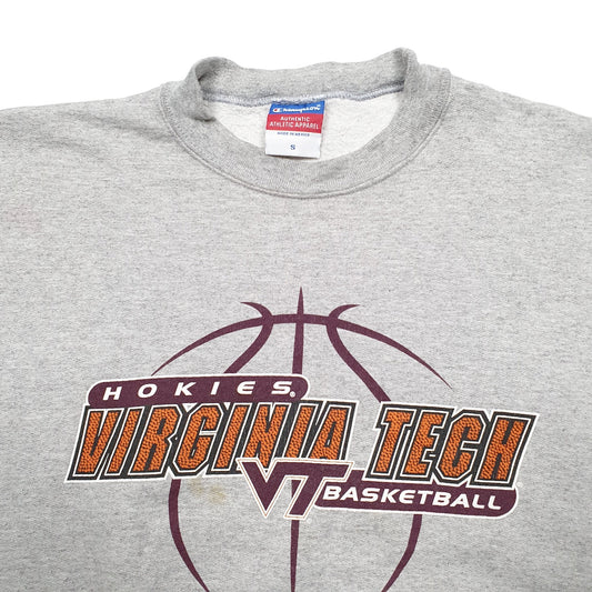 Mens Grey Champion Virginia Tech Basketball USA College Crewneck Jumper