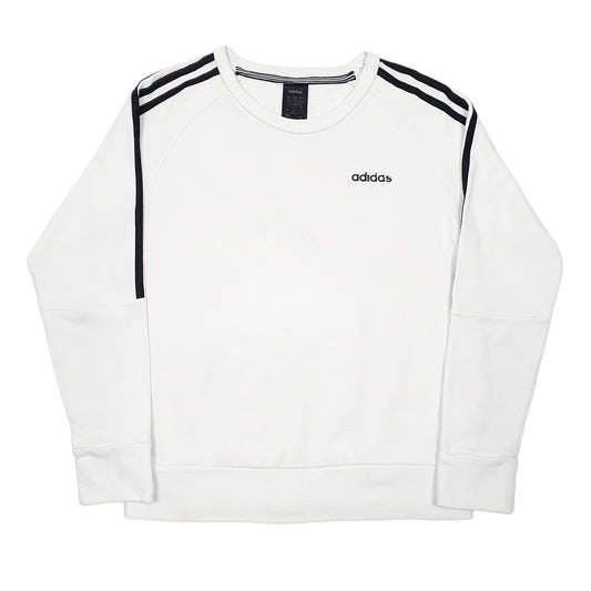 Womens White Adidas Crewneck Jumper