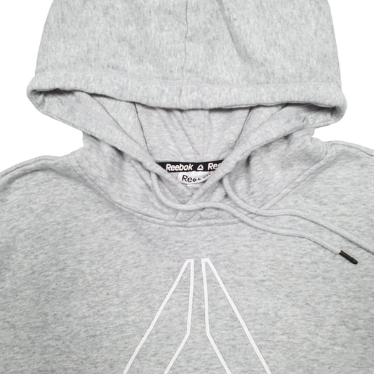 Mens Grey Reebok Spellout Hoodie Jumper