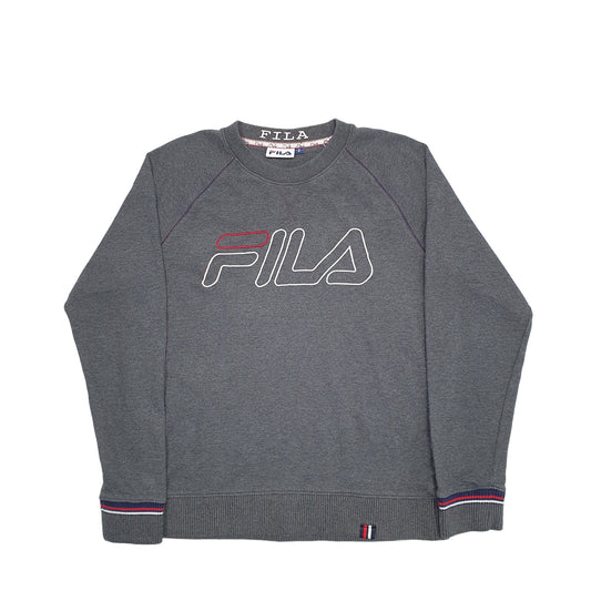 Mens Grey Fila Spellout Crewneck Jumper