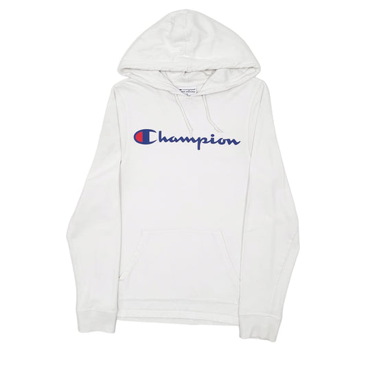 Mens White Champion Spellout Lightweight Hoodie Jumper
