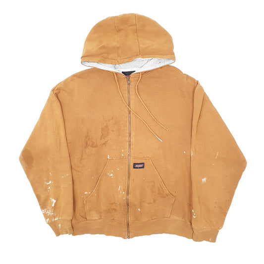 Mens Brown Dickies Workwear Full Zip Jumper