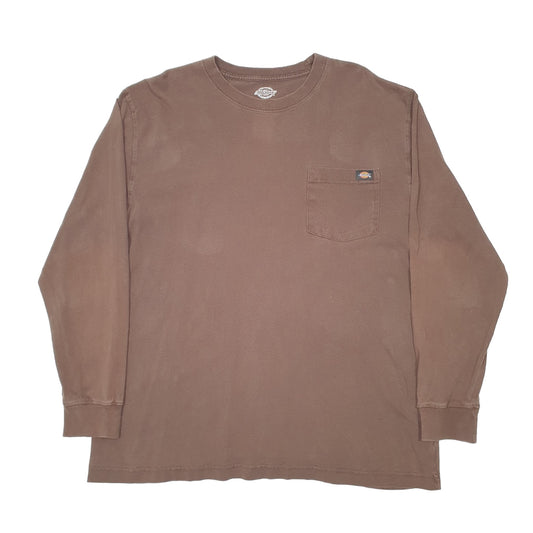 Mens Brown Dickies Pocket Workwear Long Sleeve T Shirt