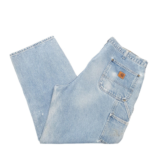 Mens Blue Carhartt Carpenter Double Knee B73 JeansW40 L30
