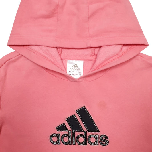 Womens Pink Adidas Spellout Hoodie Jumper