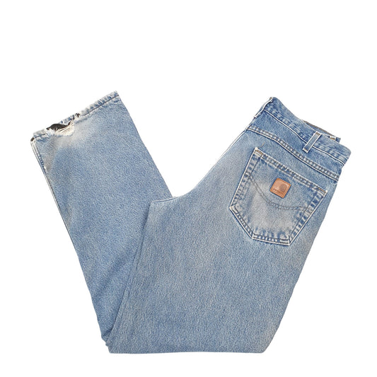 Mens Blue Carhartt Polyester Lined Insulated B155 JeansW32 L32