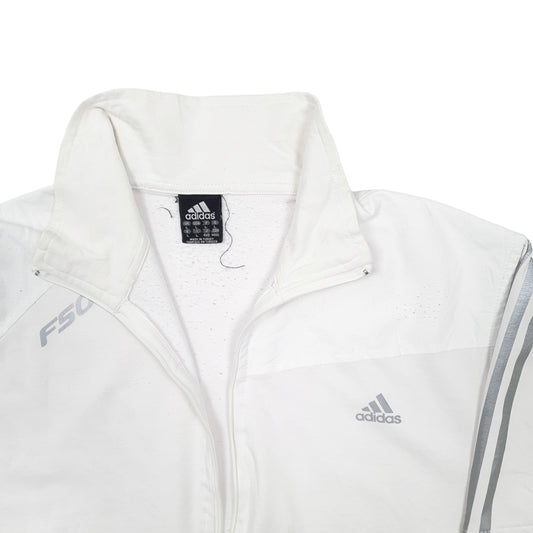 Mens White Adidas Full Zip Jumper
