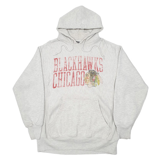 Mens Grey NHL Chicago Blackhawks Hockey Reverse Weave Hoodie Jumper