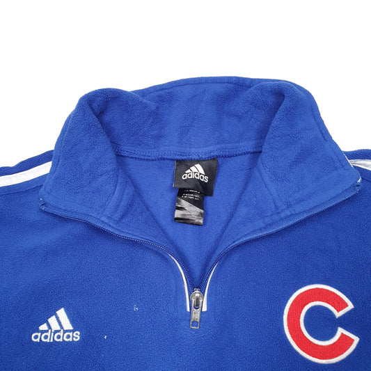 Womens Blue Adidas Chicago Cubs Baseball Quarter Zip Jumper