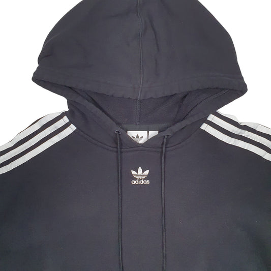 Womens Black Adidas Crop Top Hoodie Jumper