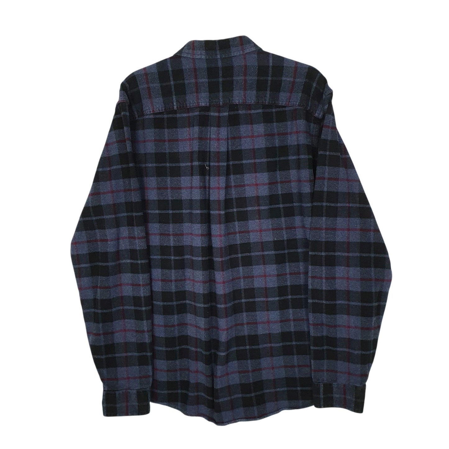 Mens Navy Eddie Bauer Thick Flannel Plaid Chamois  Shirt