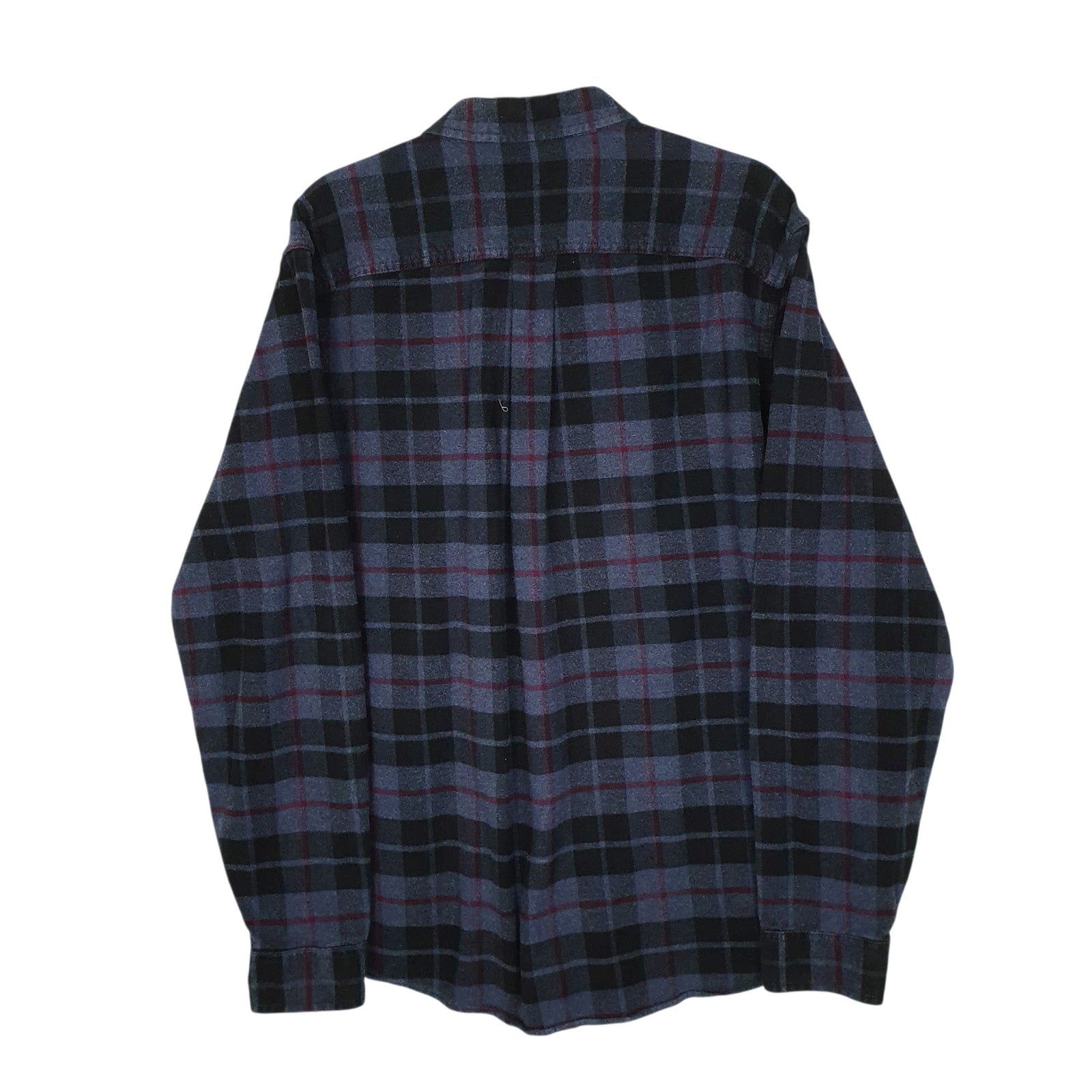 Mens Navy Eddie Bauer Thick Flannel Plaid Chamois  Shirt