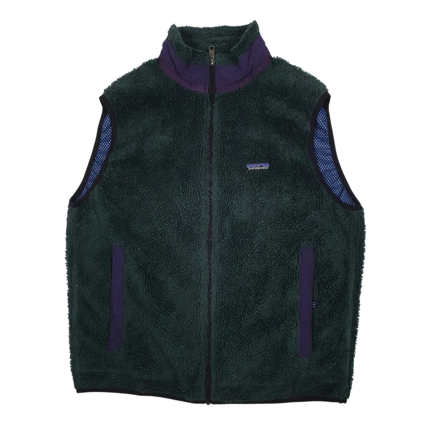 Mens Green Patagonia Synchilla Retro Pile Vest Vintage 90s Made In USA Gilet Jumper