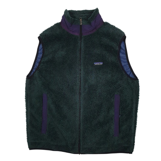 Mens Green Patagonia Synchilla Retro Pile Vest Vintage 90s Made In USA Gilet Jumper