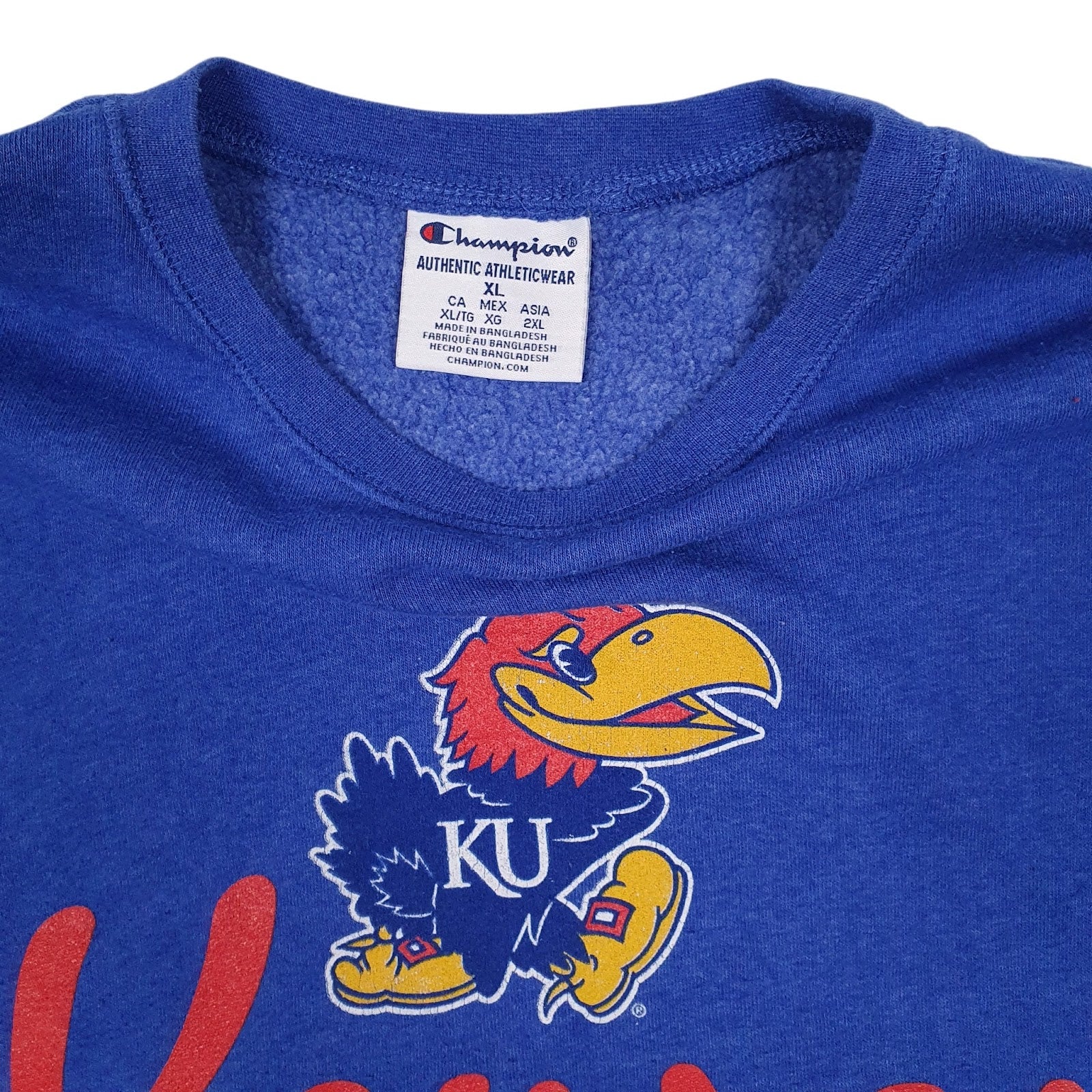 Womens Blue Champion Kansas University Jayhawks Crewneck Jumper