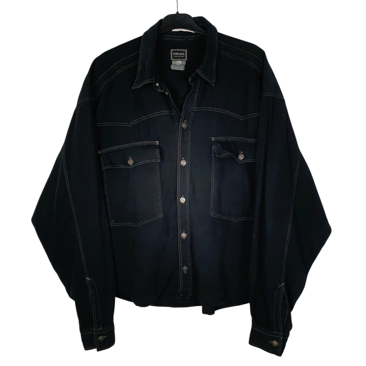 Womens Black Versace Denim Long Sleeve Shirt