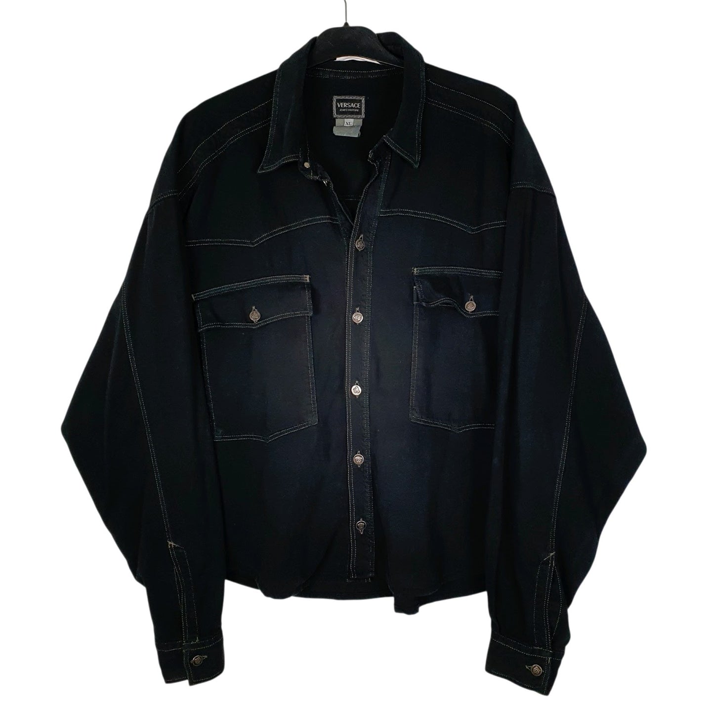 Womens Black Versace Denim Long Sleeve Shirt