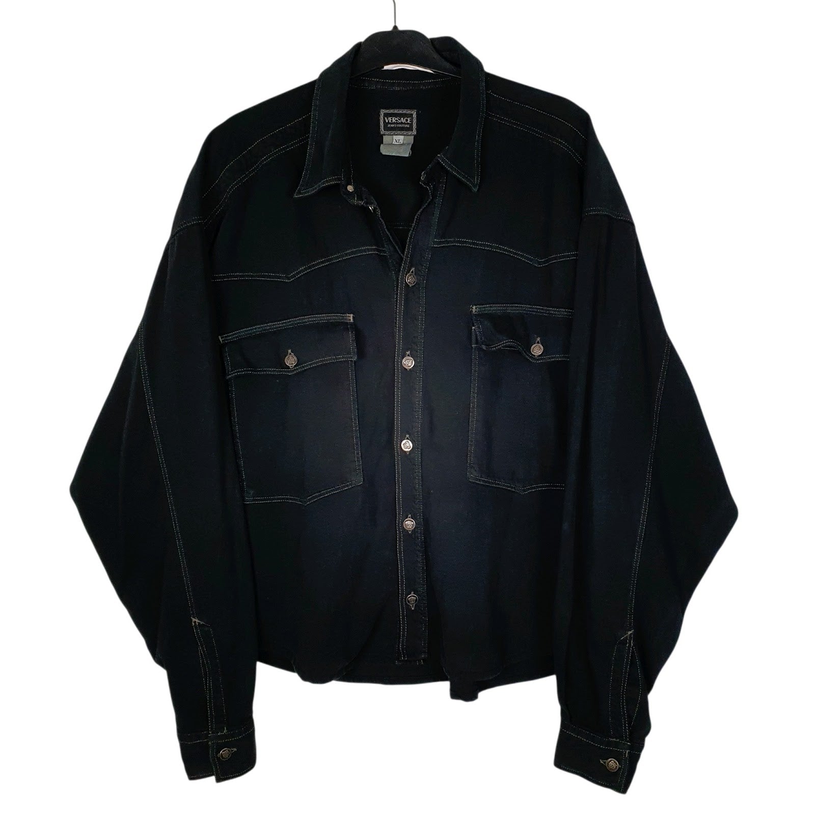Womens Black Versace Denim Long Sleeve Shirt