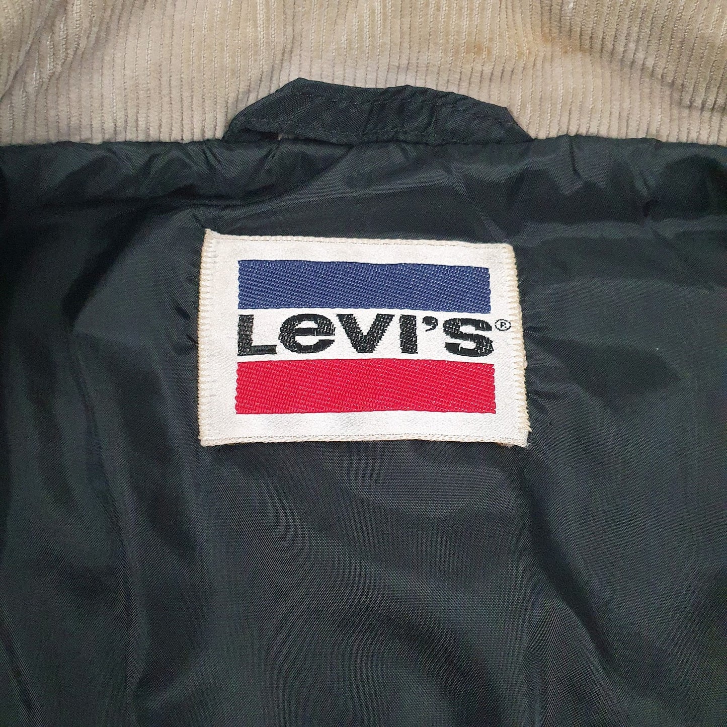 Mens Grey Levis Corduroy Padded Vintage 90s Made In USA  Coat