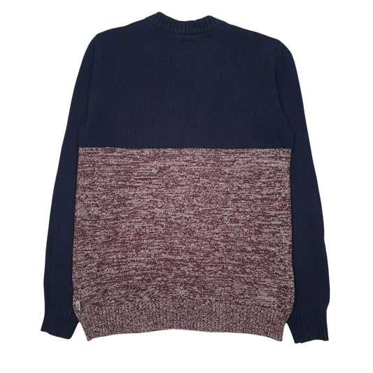 Mens Navy Vans Henley Knit Crewneck Jumper
