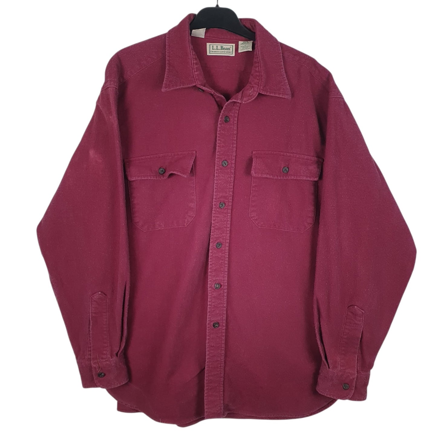 Mens Burgundy L.L.Bean Chamois Vintage 90s Made In USA Long Sleeve Shirt