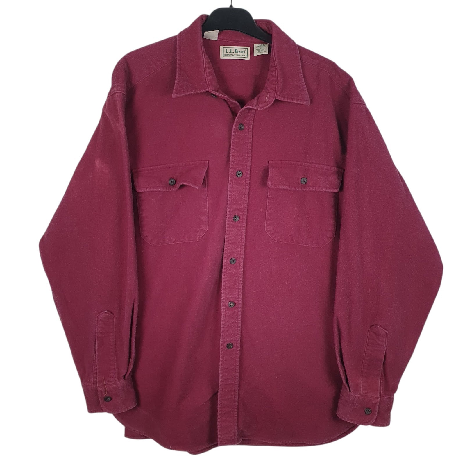Mens Burgundy L.L.Bean Chamois Vintage 90s Made In USA Long Sleeve Shirt