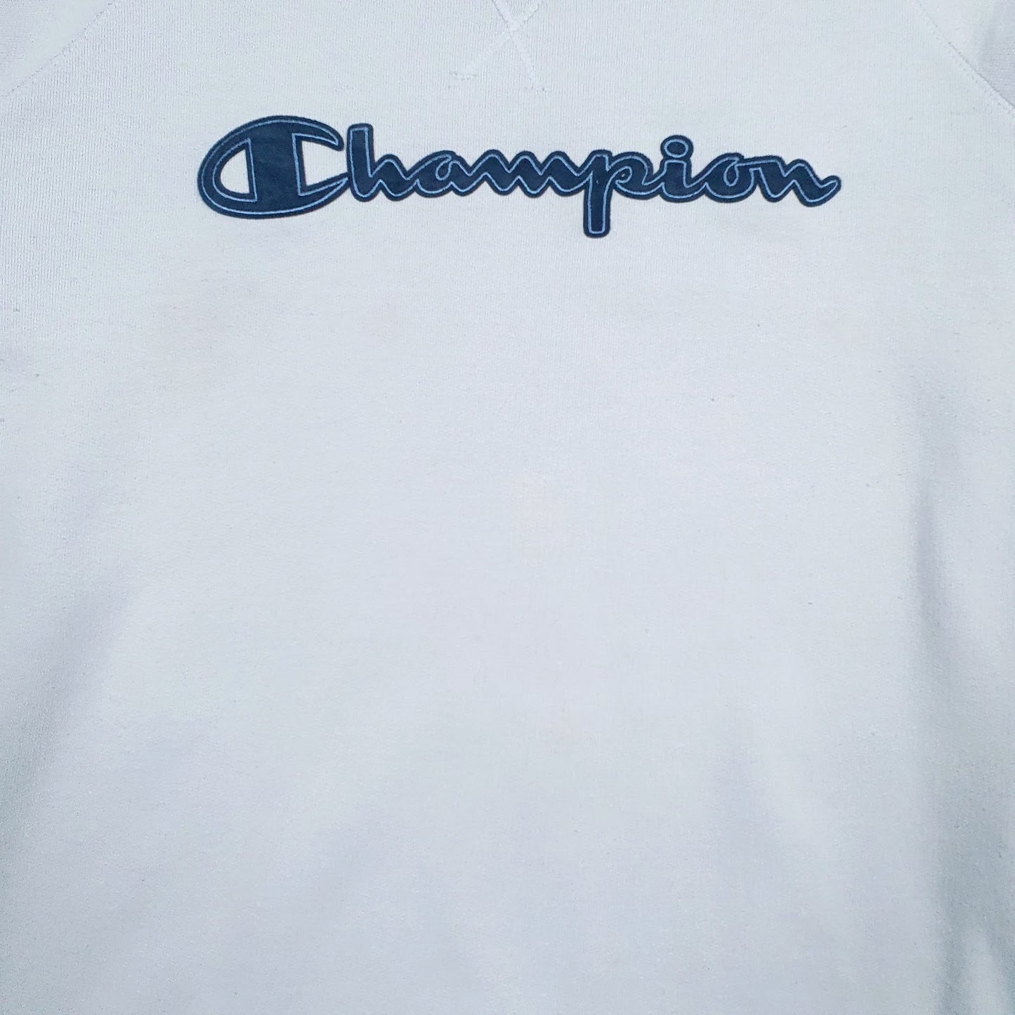 Mens Blue Champion Spellout Crewneck Jumper
