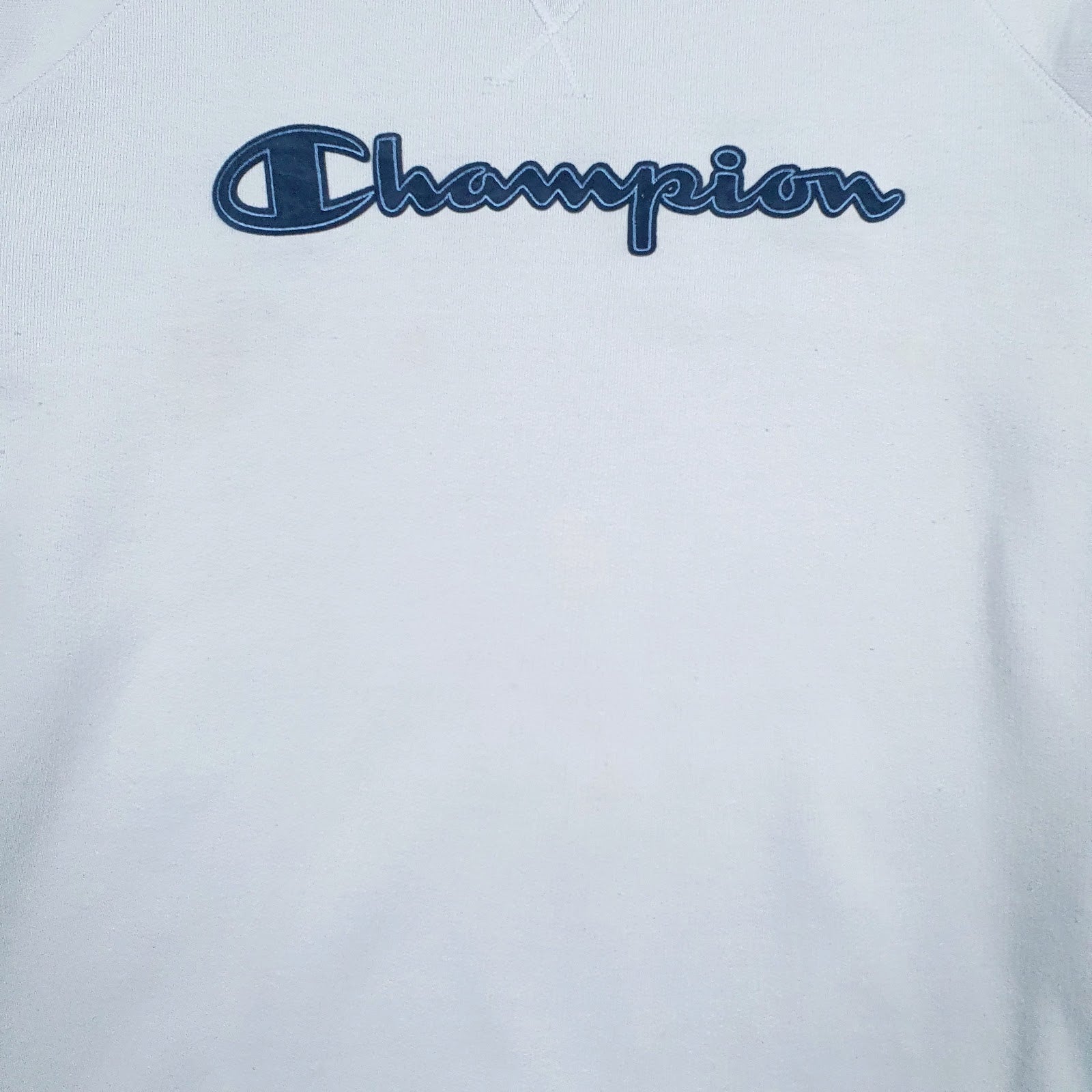 Mens Blue Champion Spellout Crewneck Jumper