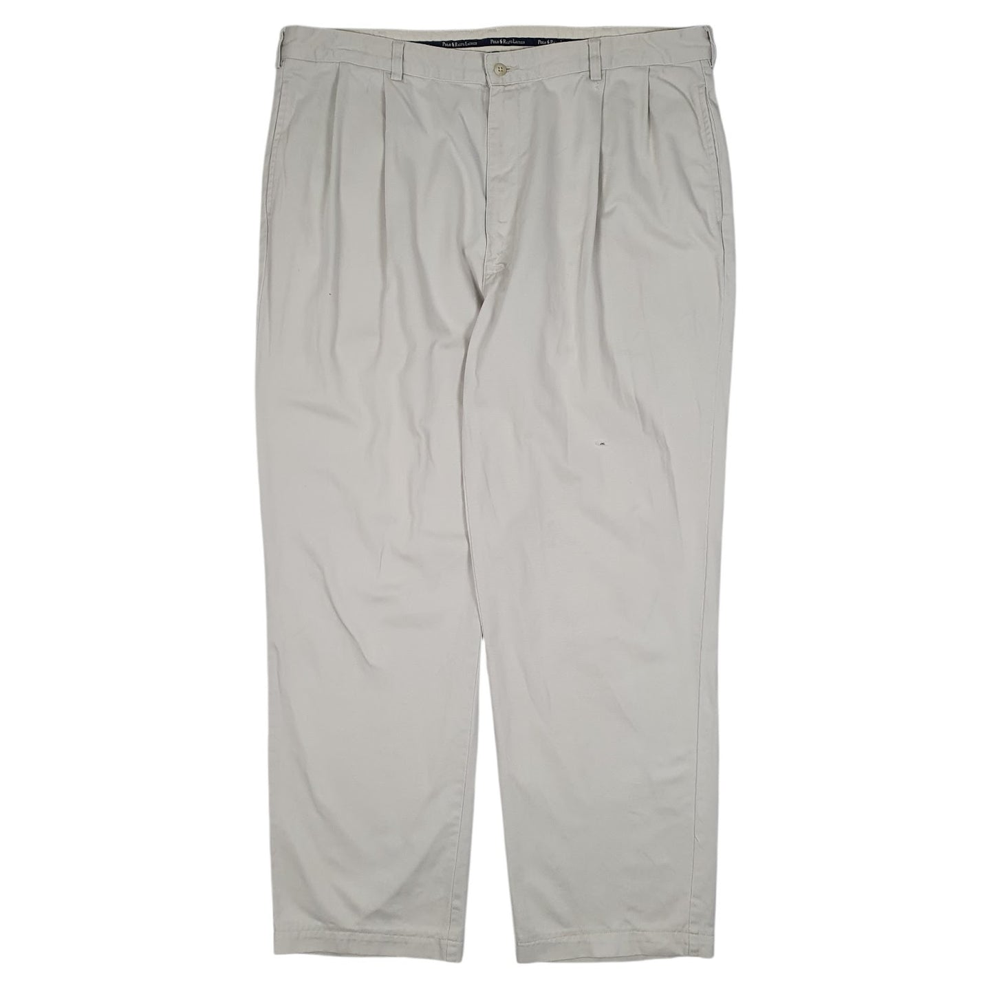 Mens Cream Polo Ralph Lauren Vintage 90s Hammond Pant Double Pleated Chino Trousers