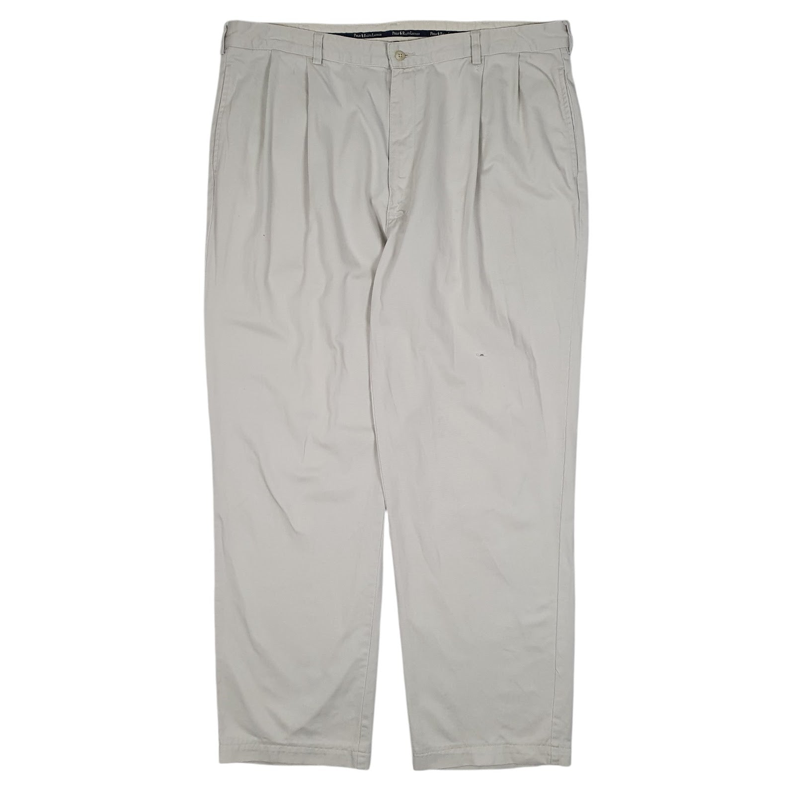 Mens Cream Polo Ralph Lauren Vintage 90s Hammond Pant Double Pleated Chino Trousers
