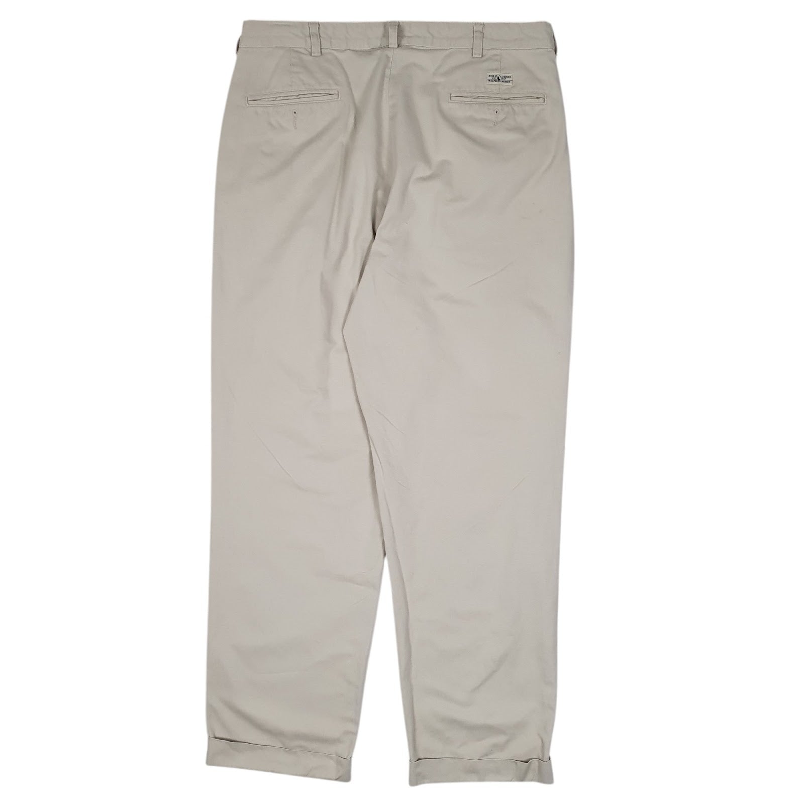 Mens Cream Polo Ralph Lauren Hammond Pant Pleated Vintage 90s  Trousers