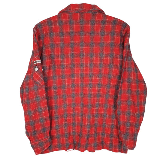Mens Red Carlo Mauri Vintage Flannel Button Up  Shirt