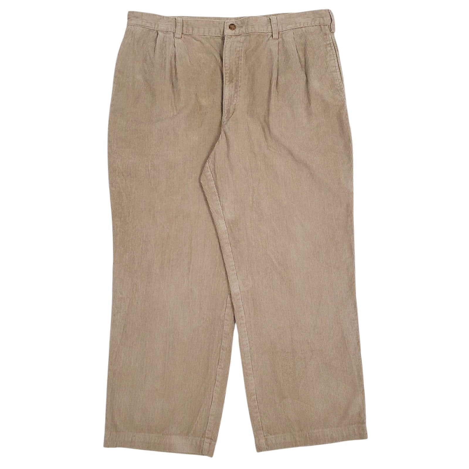 Mens Brown Woolrich Pleated Corduroy Trousers