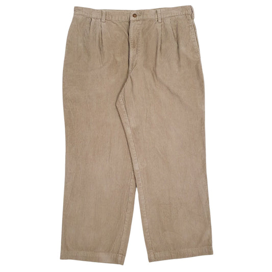 Mens Brown Woolrich Pleated Corduroy Trousers