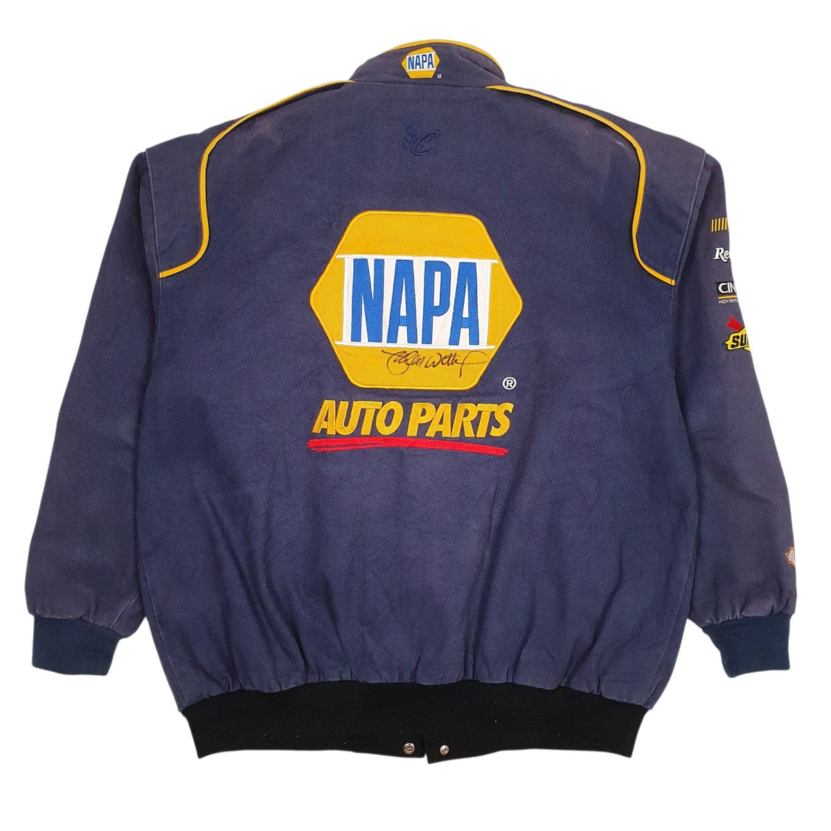 Mens Navy Chase Authentics Michael Waltrip SIGNED Vintage Napa  Coat