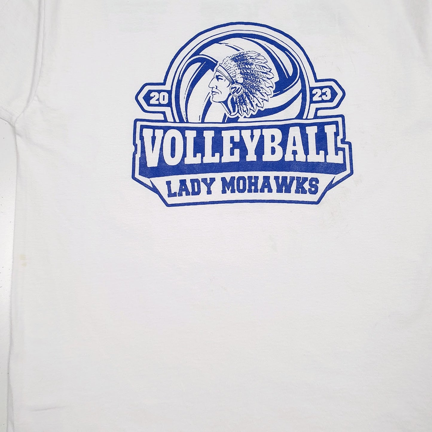 Mens White Fruit Of The Loom Volleyball Lady Mohawks  T Shirt