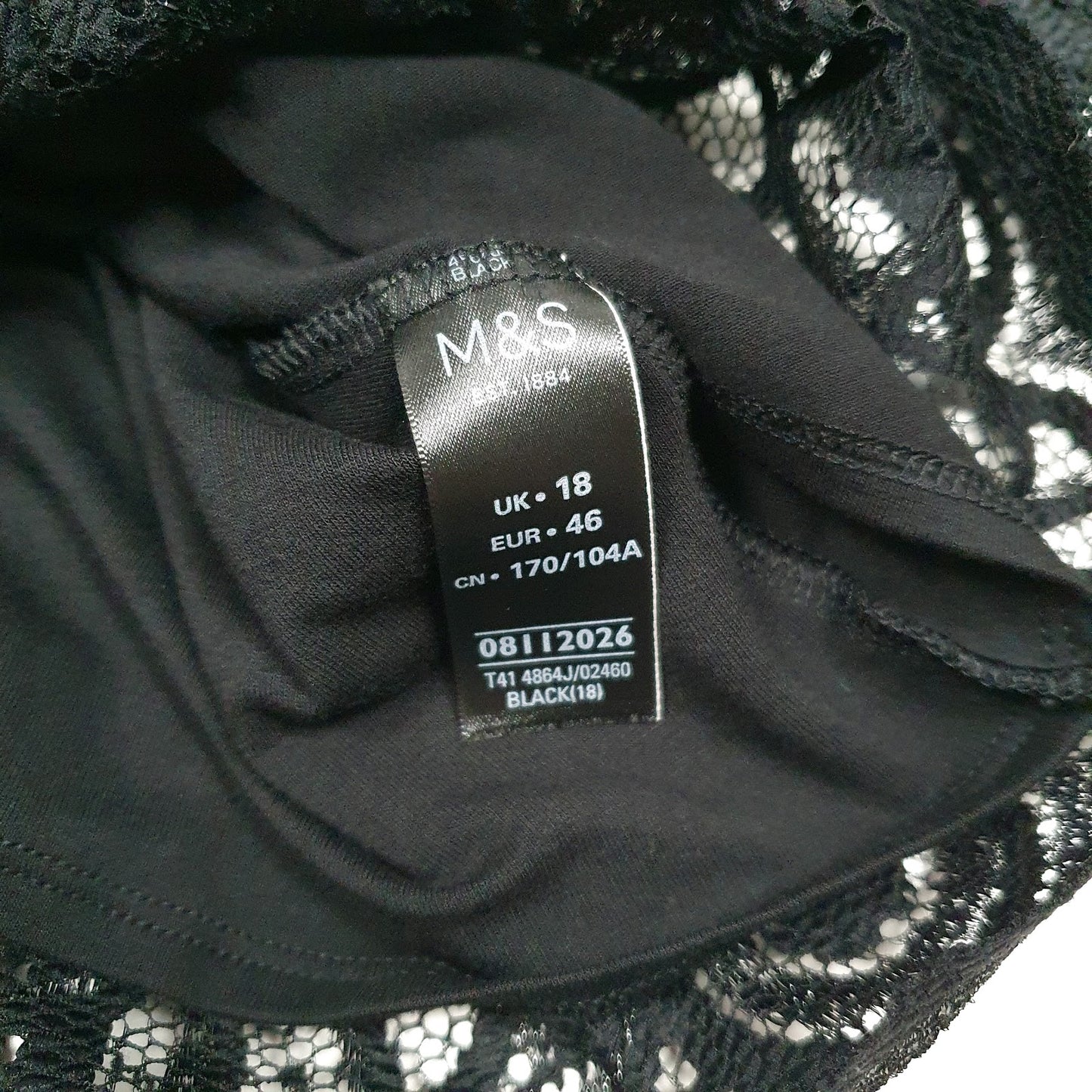 Womens Black M&S Lace  Shirt