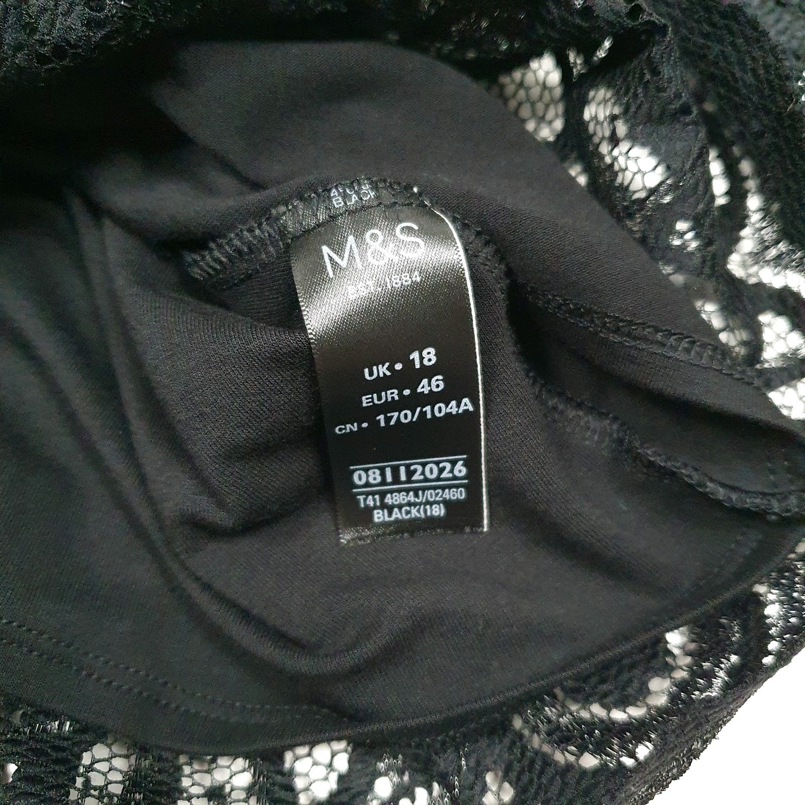 Womens Black M&S Lace  Shirt
