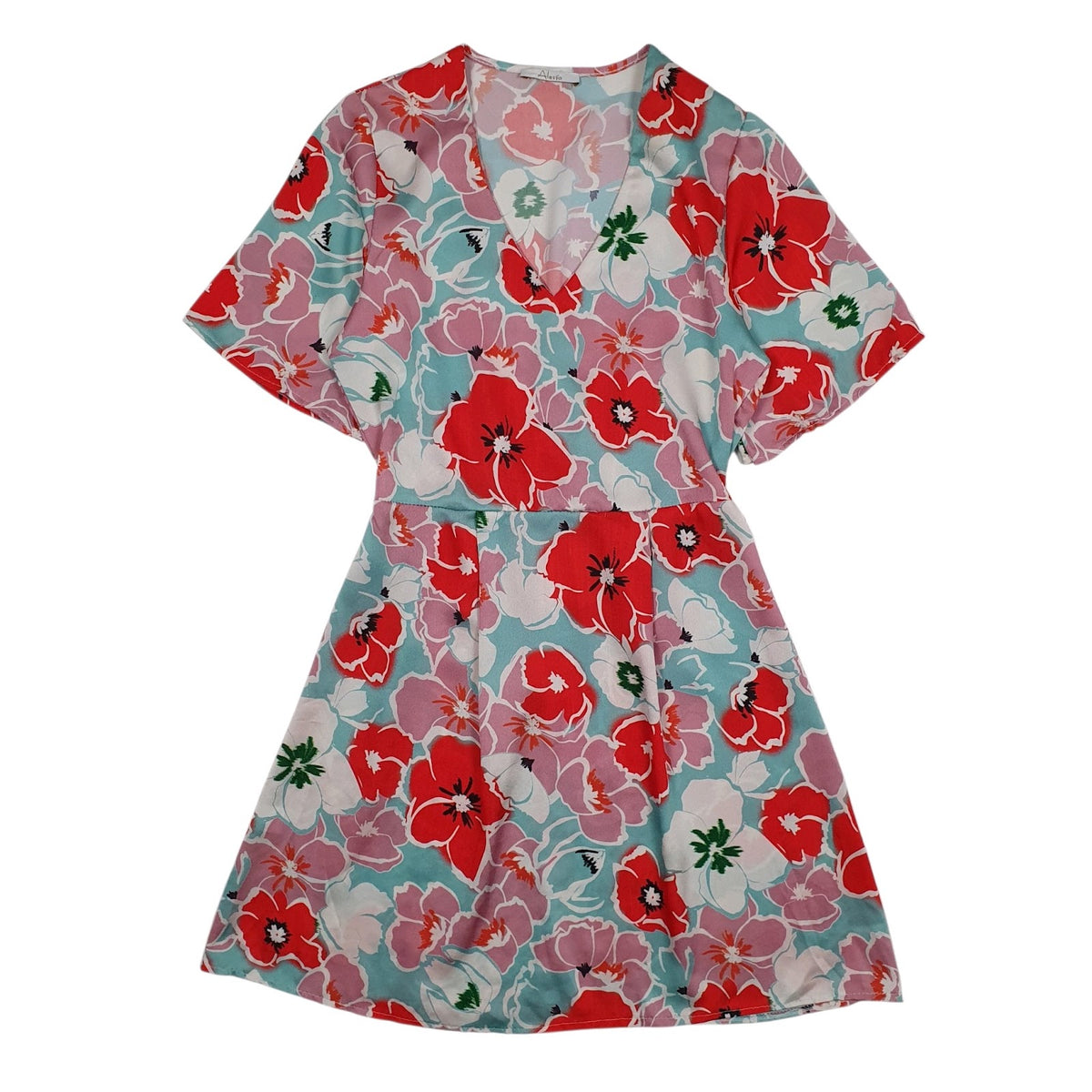 Womens Red Alesya Skater Summer Short Sleeve Dress