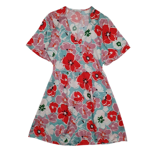Womens Red Alesya Skater Summer Short Sleeve Dress